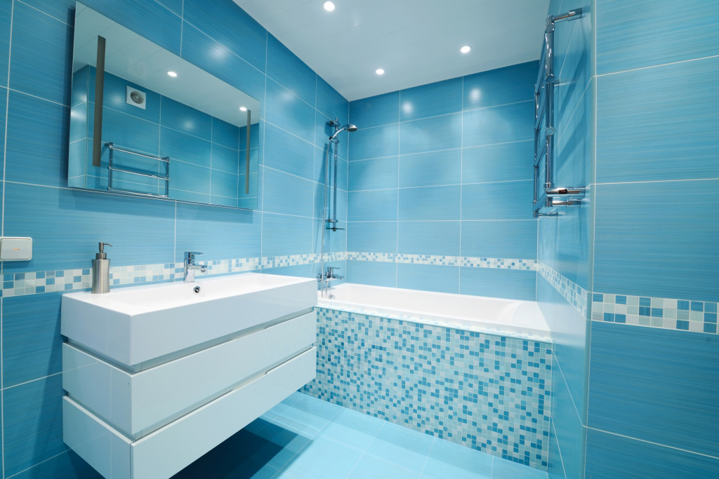 blue styled modern bathroom
