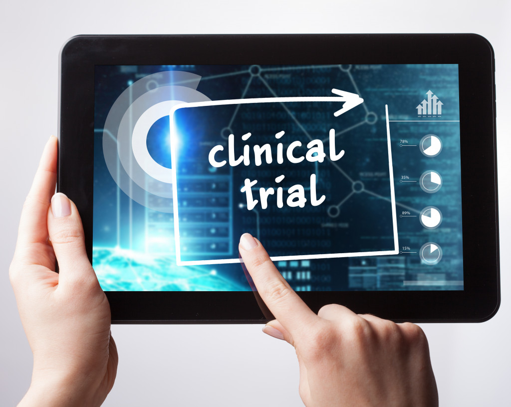 a clinical trial text in a tablet