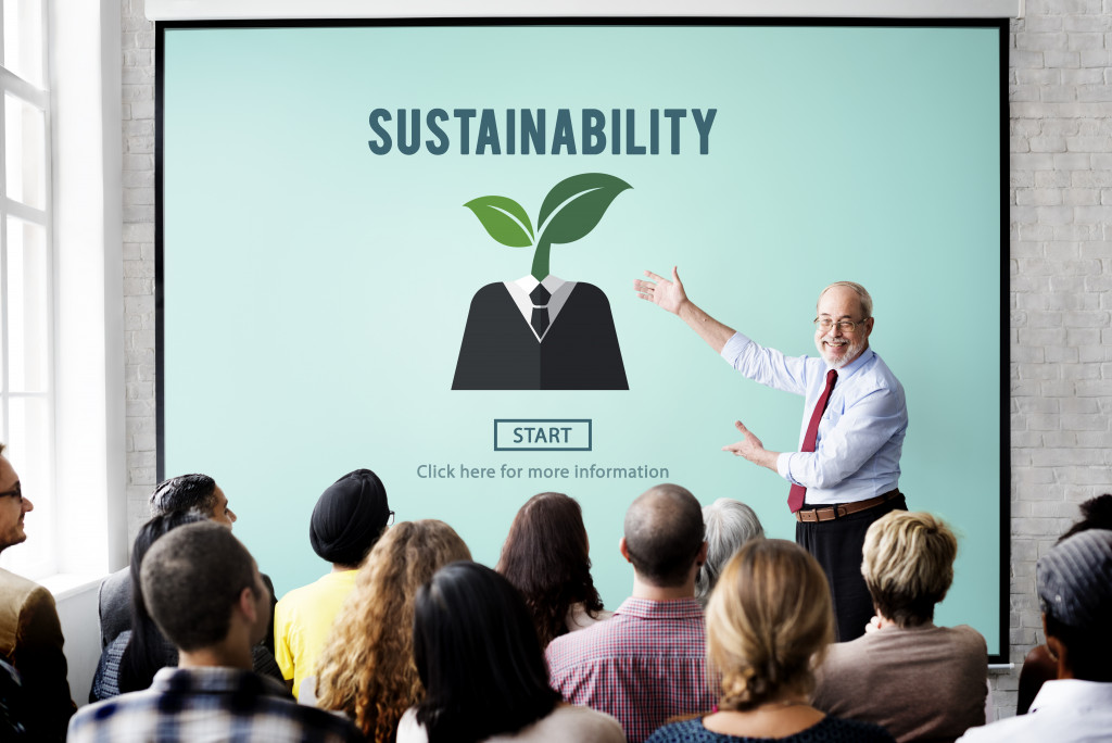 a man discussing about sustainability