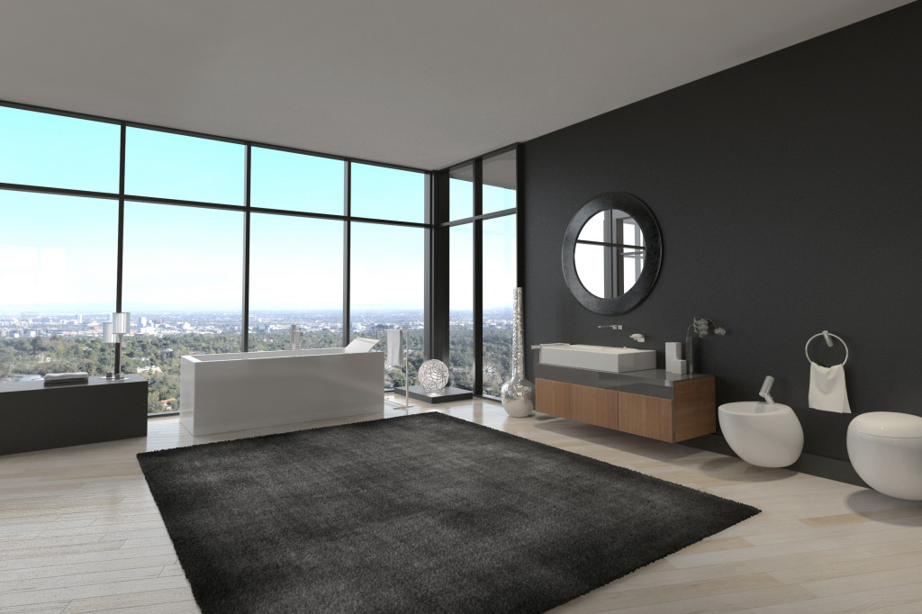 3D rendering of exclusive Luxury Bathroom Interior in a modern Penthouse