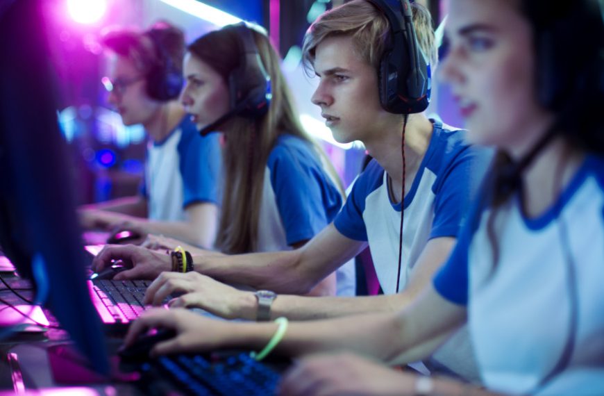 A group of gamers playing