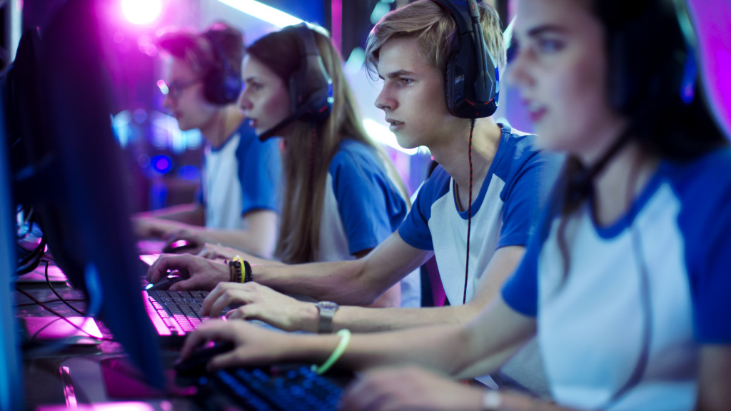 A group of gamers playing